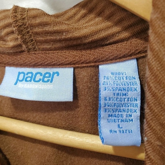 Karen Scott Vintage Zip Up Hoodie Womens Large Velour Brown Hooded 90s Retro Y2K - Picture 6 of 10